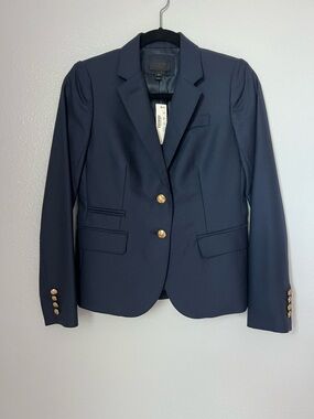 J. Crew Collection Navy Cashmere Schoolboy Blazer with Gold Buttons